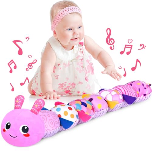 KMUYSL Baby Toys 0 to 12 Months, Musical Stuffed Animal Toys for 0-3-6-12 Months, Soft Sensory Toys with Crinkle and Rattles, Infant Tummy Time Toys Gifts for Newborn Boys Girls