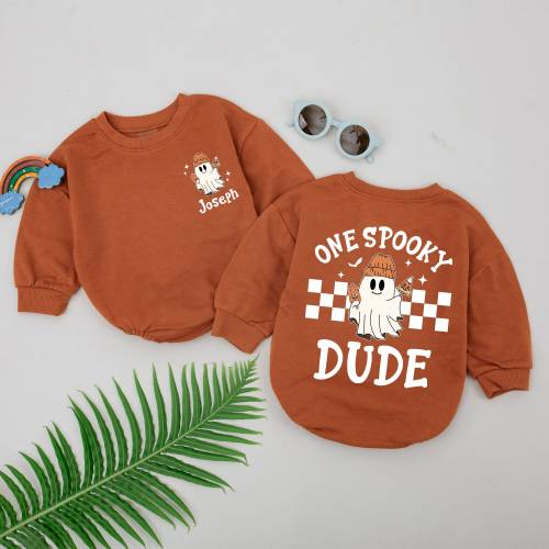 Personalized One Spooky Dude Romper, First Halloween Baby Romper, Baby Shower Gift, Baby Boo Boys Outfits, Newborn for Boys, Spooky Season