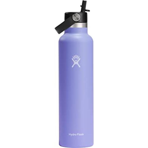 Hydro Flask 24 Oz Stainless Steel Standard Water Mouth Bottle with Flex Straw Cap and Double-Wall Vacuum Insulation