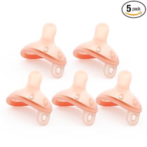 Garkoko Baby Pacifiers 0-6 Month, Breast Like Shape Soft Silicone Newborn Pacifiers 0-3 Months with Large Air Holes, BPA-Free, 5pcs