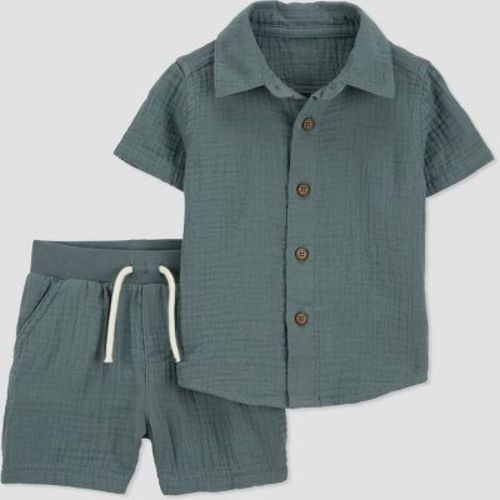 Carter's Just One You® Baby Boys' Striped Top & Bottom Set - Dark Green, Size: 9M