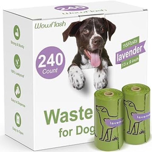 240 Count Lavender Scented 13” x 9” Dog Poop Bags Rolls, Leakproof Strong & Sturdy Poop Bags for Dogs, Dog Bags for Poop, Doggie Cat Poop Bags Cats Litter, Waste Bags Poppy Trash Bags for Doggy Pets