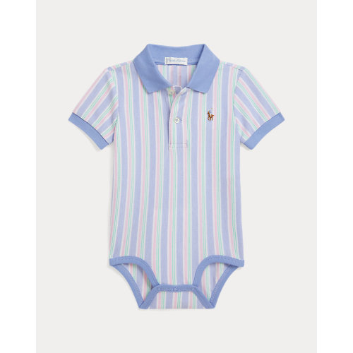 Striped Oxford Mesh Polo Bodysuit