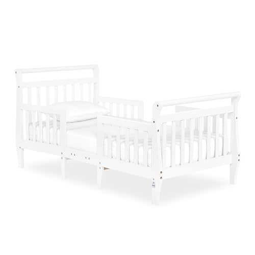 Dream On Me Emma 3 in 1 Convertible Toddler Bed in White, JPMA & Greenguard gold certified, low-to-floor design, built of New Zealand pinewood with the safety of your children in mind
