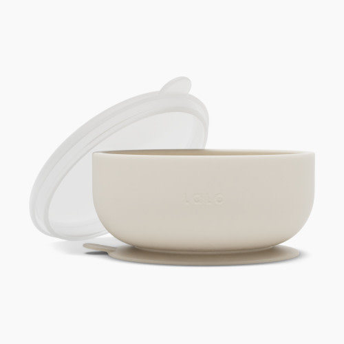 Lalo Suction Bowl + Lid - Oatmeal