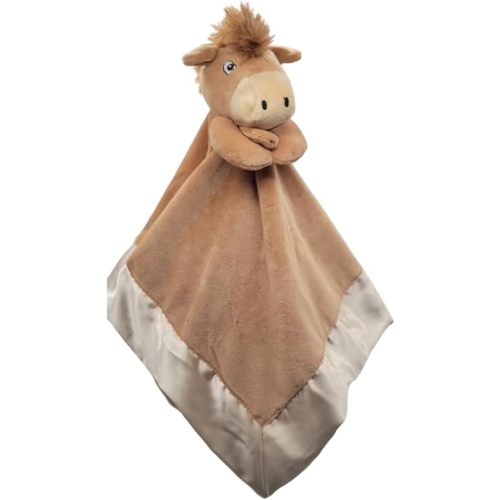 Yikestwins Horse Lovey Blanket for Baby | Large 20" x 20" Baby Lovey Unisex | Cute Horse Security Blanket for Babies and Toddlers