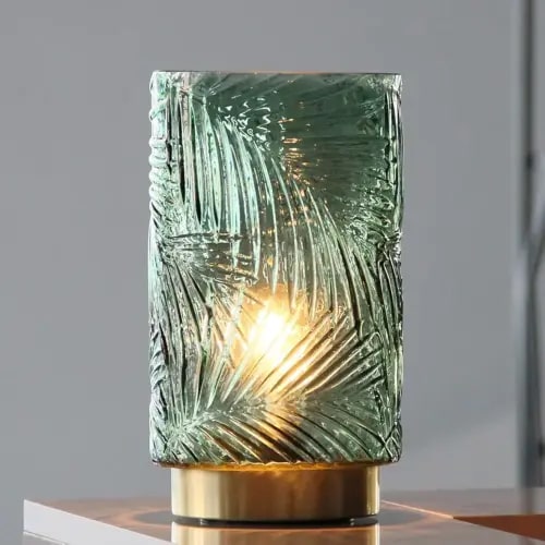 Battery Operated Table Lamp, Cordless Lamps for Home Décor, Nightlight with LED Bulb with Timer for Living Room Bedroom Tabletop Entryway Centerpiece Gift(S Green)