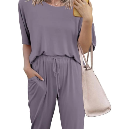 PRETTYGARDEN Women's Two Piece Lounge Sets 2025 Spring Summer Jogger Pants Vacation Outfits Travel Airplane Matching Clothes