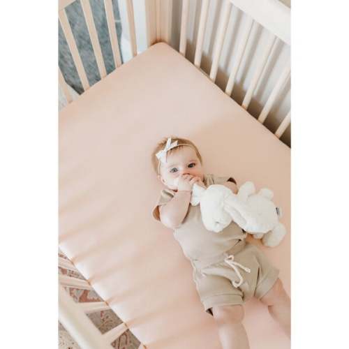 Blush Premium Fitted Crib Sheet, Pink - Copper Pearl | Maisonette
