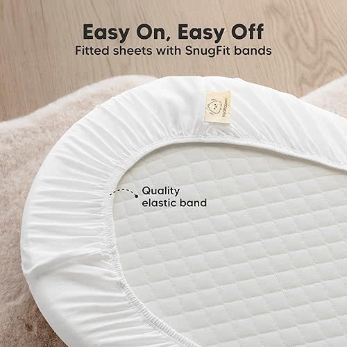 2-Pack Organic Bassinet Sheets for Girls, Boys - 100% Cotton Bassinet Mattress Sheets Compatible with Halo Bassinest Swivel Sleeper, Graco, Baby Delight, Chicco, Unisex Fitted Bassinet Sheets (Rose)