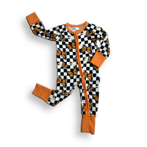 Bamboo Zip Romper: Butterflies – millie + roo