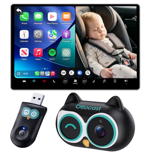 OTTOCAST Baby Car Camera with Wireless CarPlay Adapter | Uses your car’s built-in screen, no extra monitor needed Monitor Baby While Driving