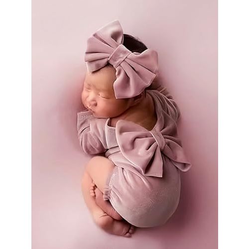 Newborn Girls Photoshoot Outfits Newborn Photography Props Romper Headress Newborn Picture Props Photo Costume