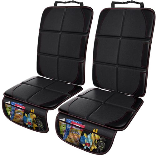 Gimars 2Packs XL 5-Layer Thickest EPE Padding Car Seat Protector for Child Car Seat, Waterproof 600D Fabric Car Seat Protector with Nonslip Backing,Storage Pockets for SUV, Sedan, Truck, Leather Seats