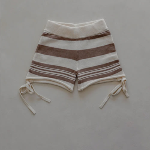 Gathered Knit Shorts | Earth Stripe