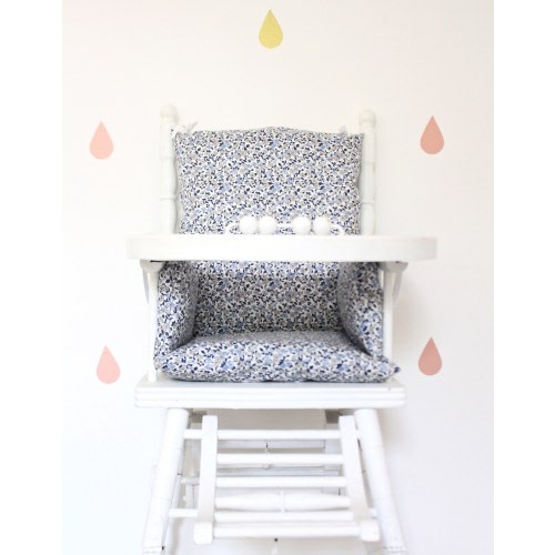 *Suzanne Blue* coated cotton high chair cushion