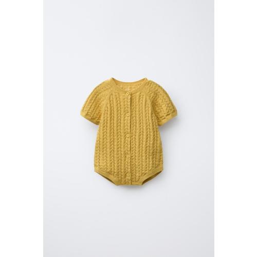 TEXTURED KNIT JUMPSUIT - Mustard | ZARA United States
