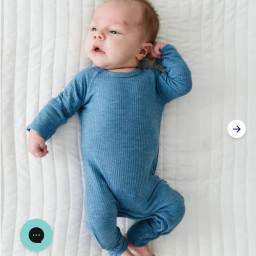 Heather Blue Ribbed Crescent Zippy - Little Sleepies