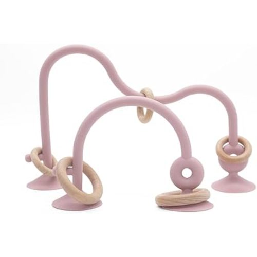 High Chair Toys with Suction Cups for Infant Toddlers,Food Grade Silicone Teething Toy for Kids 6 9 12 18 M+,Interactive Toys for 1 Year Old，Perfect for Travel and Restaurant（Pink）