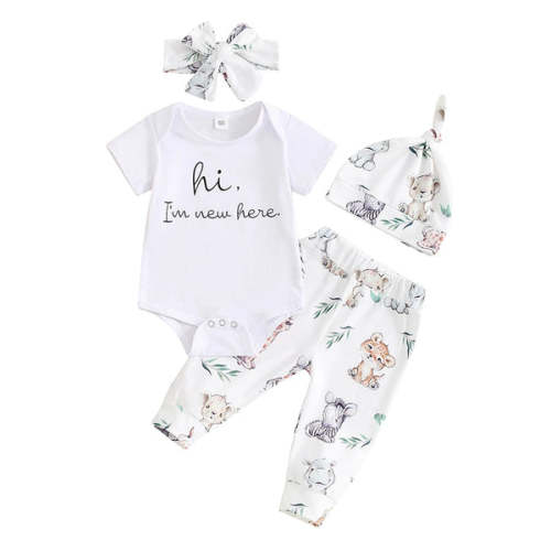 HI I'M NEW HERE Baby Animals Outfit - Hazel & Bo