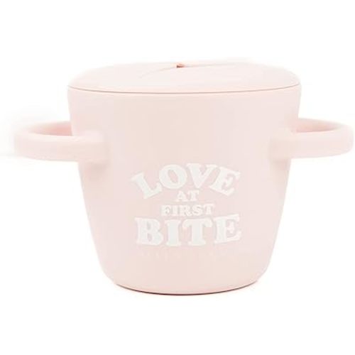 Bella Tunno Happy Snacker – Spill Proof Snack Cups for Toddlers and Babies, Snack Containers Made from Silicone BPA Free, Soft Opening & Removable Lid (Love First Bite)