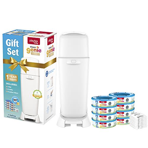 Diaper Genie Registry Gift Set | Includes Diaper Genie Complete Diaper Pail, 8 Refill Bags, 1 Carbon Filter | Perfect Starter Kit - BD231
