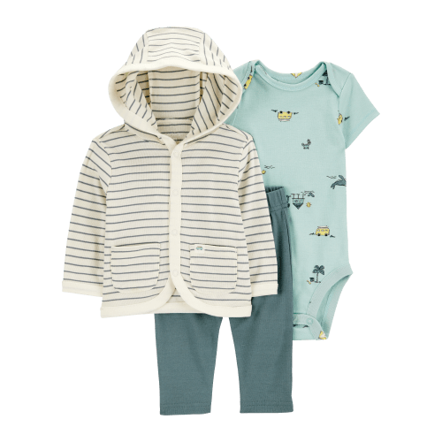 Baby 3-Piece Striped Hooded Pant Set