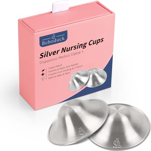 Boboduck Nipple Shields for Nursing Newborn - Trilaminate 999 Silver Nursing Cups Soothe Your Nursing Nipple, Newborn Essentials Nipple Pads, Nipple Covers Protector for Breastfeeding (Standard Size)