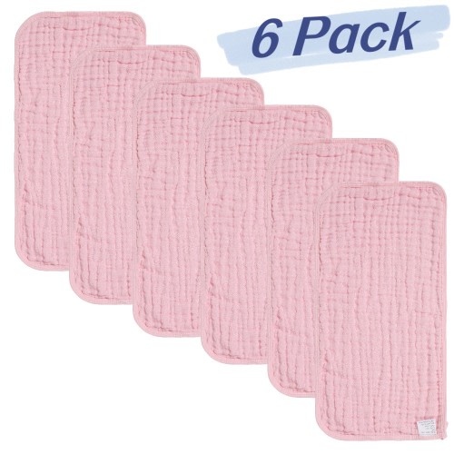 6 Pack Muslin Burp Cloths Baby Burp Clothes - Burp Rags for Boy Girls Muslin Bibs 6 Layers Large 20''x10'' 100% Cotton Hand Washcloths Soft Absorbent
