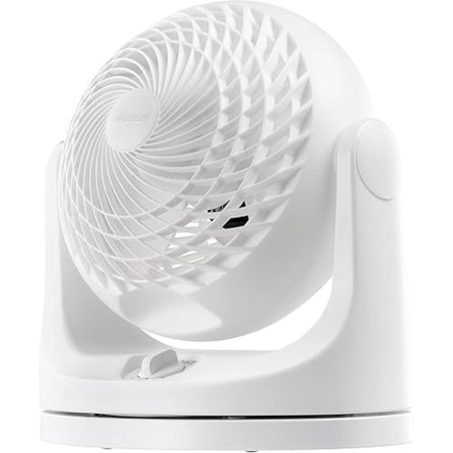 IRIS USA WOOZOO Desk Fan, Oscillating Air Circulator, 3 Speeds, 36ft Max Air Distance, 244ft² Coverage, 112° Adjustable Vertical Tilt, 29db Quiet Motor, Small Fan for Bedroom, Office, Dorm, White