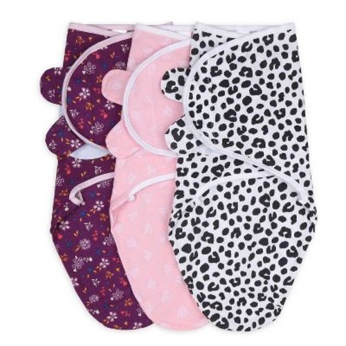 The Peanutshell Swaddle Wrap Purple Ditsy - M/l 3pk