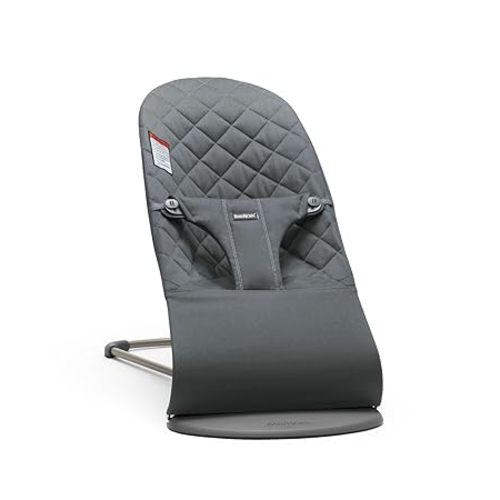 BabyBjörn Bouncer Bliss, Anthracite, Woven, Classic Quilt | 2-in-1 Adjustable Baby Bouncer Seat and Toddler Chair, Newborn to Toddler (8-29 lbs), 4 Positions, Lightweight & Portable