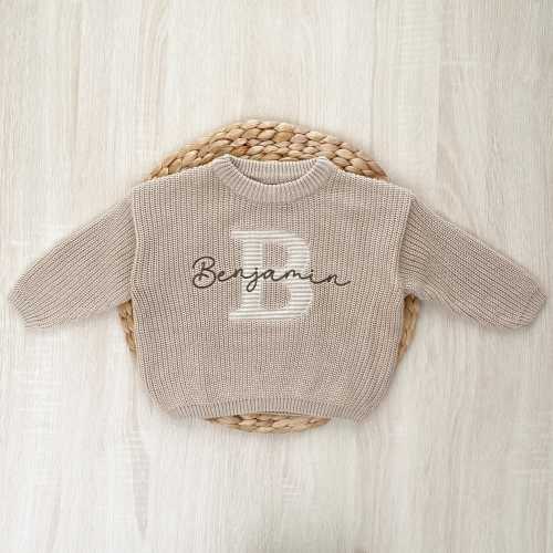 Personalized Embroidered Baby Name Sweater, Birth Announcement, Toddler Sweatshirt, Custom Kid Sweatshirt, Baby Keepsake