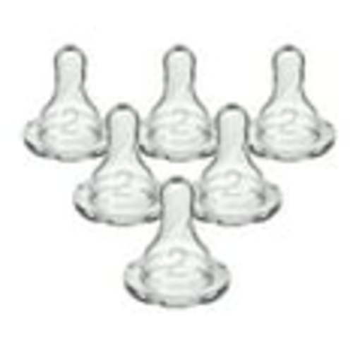 Dr. Brown's Natural Flow Level 2 Narrow Baby Bottle Nipple, Medium Flow, 3m+, 100% Silicone, 6 Pack