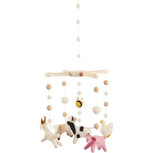 Mud Pie Nursery Crib Farm Animals Mobile, Multicolor