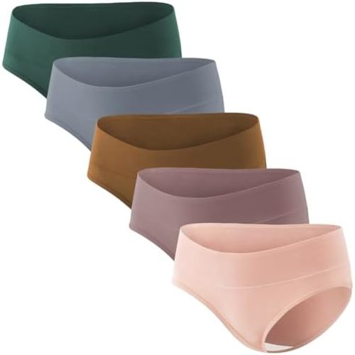 Angelhood Womens Maternity Panties Foldable Maternity Underwear Under Bump Pregnancy Postpartum Brief Pack of 5