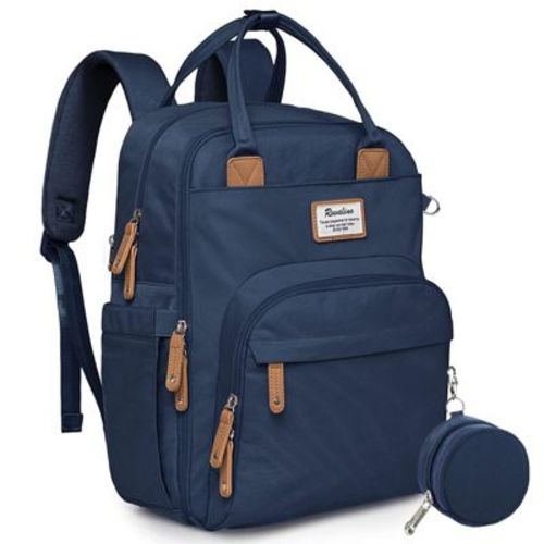 Ruvalino Large Diaper Bag Backpack, Multifunction Baby Changing Travel Bag with Insulated Pockets, Waterproof Backpack for Moms & Dads - Peacock Blue