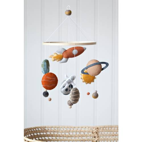 Neutral Space Mobile - Nursery- Felt Mobile - Gender Neutral Nursery Decor
