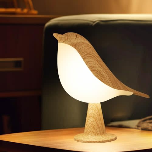 Vquand Bird Small Desk Lamp, Dimmer Kids Night Light for Bedroom, Cordless Lamp with 3 Color Temperature and Touch Sensor, Rechargeable Bedside lamp, Bird Decor Light