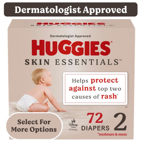 Huggies Skin Essentials Baby Diapers for Sensitive Skin, Size 2 (12-18 lbs), 72 Ct (Select for More)