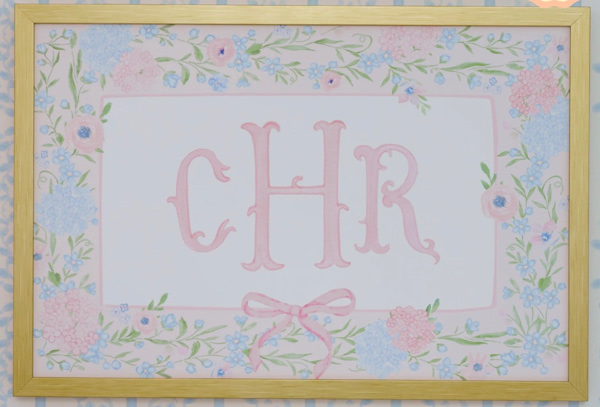 Personalized Nursery Art | Floral Monogram