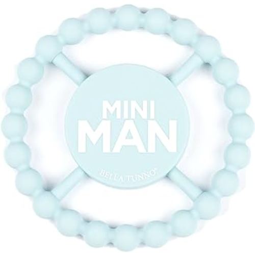 Bella Tunno Happy Teether for Boys – Soft & Easy Grip Baby Boy Teether Toy, Silicone Teether Ring to Help Soothe Gums, Non-Toxic and BPA Free, Mini Man