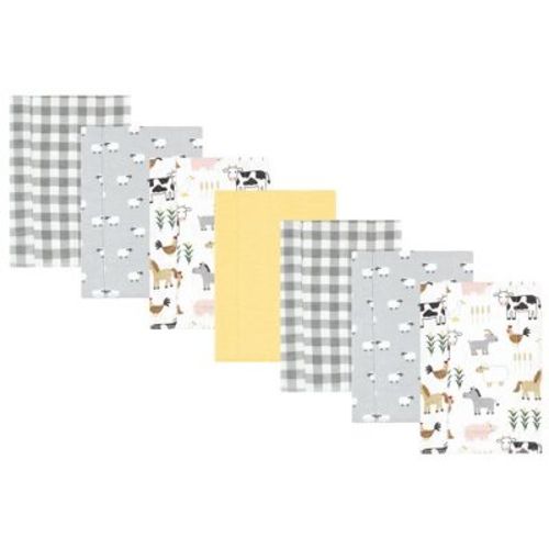 Hudson Baby Cotton Flannel Burp Cloths, Cute Farm 7-pack, One Size