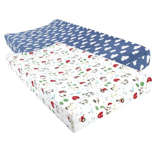 Hudson Baby Unisex Baby Cotton Changing Pad Cover, Boy Farm Animals, One Size
