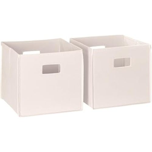 RiverRidge Kids 2pc Fabric Collapsible Storage Cube Organizers with Handles for Playroom Organization - Cream