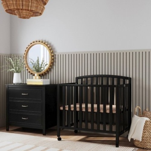 DaVinci Dylan Folding Portable 3-in-1 Mini Crib and Twin Bed - Black