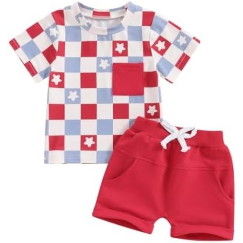 4th of July Baby Boy Outfit I Dig 4th of July Excavator Shirt Solid Shorts 2Pcs Toddler Boys Fourth of July Outfits