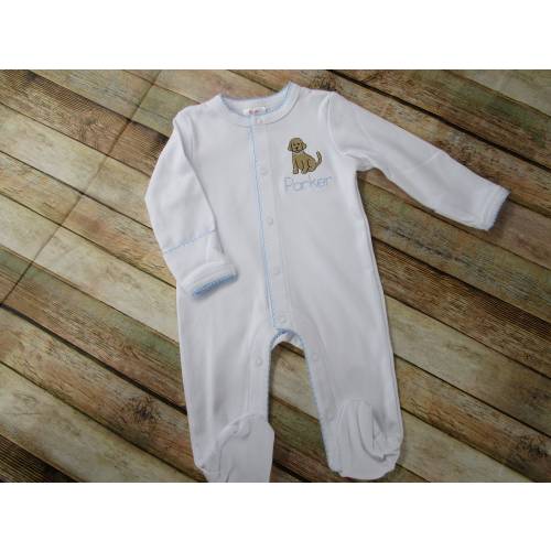 Baby Puppy Footie-Baby Boy Puppy Romper-Newborn Baby Boy-Personalized Baby Footie-Newborn Baby Boy Footie-
