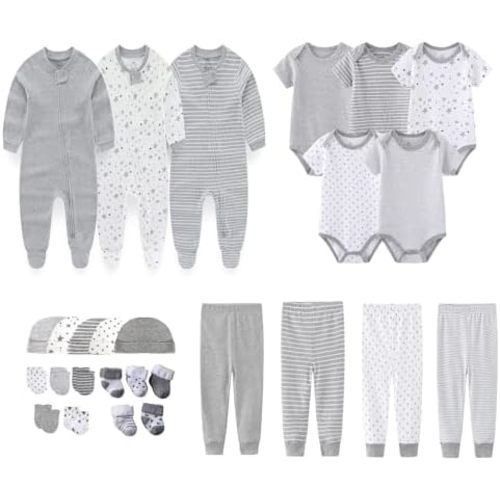 Newborn Layette Gift Set 27-Piece Baby Girl Clothes Bodysuits, Pants Essentials and Accessories 0-12Months