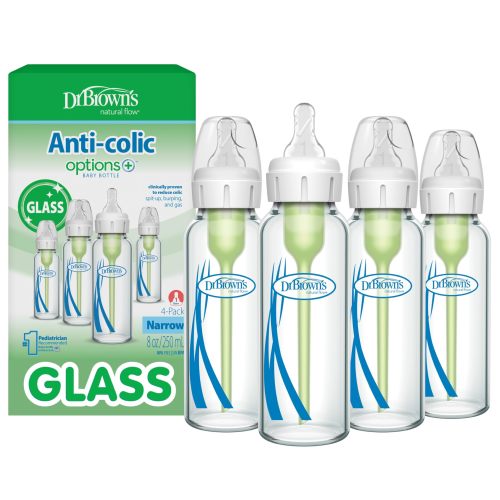 Dr. Brown's Anti-Colic Options+ Narrow Glass Baby Bottle with Level 1 Slow Flow Nipple, BPA-Free, 8 oz/250 mL, 0m+, 4-Pack (Packaging May Vary) for sale | North Las Vegas, NV | Nellis Auction